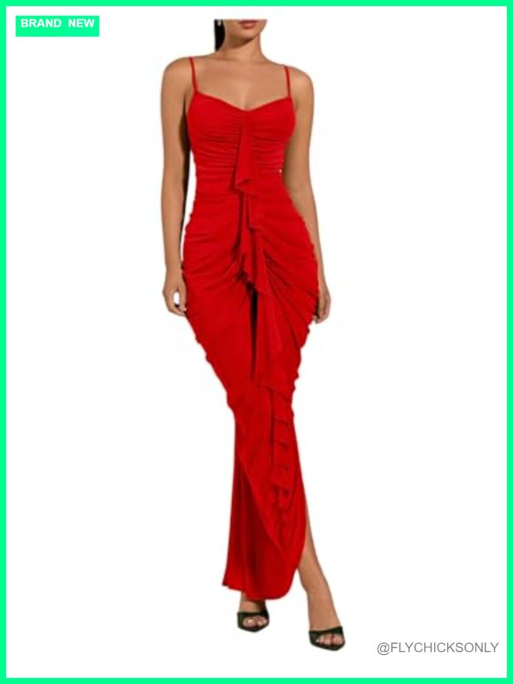 Floerns Women's Ruffle Ruched Cami Dress Cocktail Bodycon Maxi Dresses
